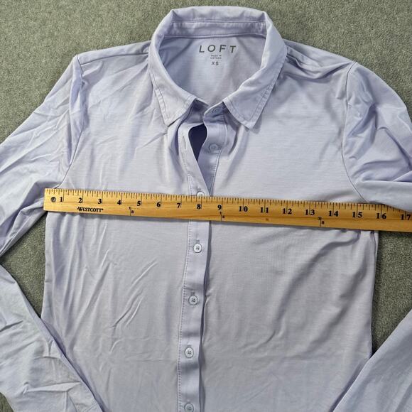 LOFT Ann Taylor Purple Button Down Shirt Long Sleeve Women's X-Small Collared - Picture 6 of 8
